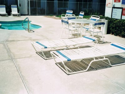 Hot tub and lawn chairs